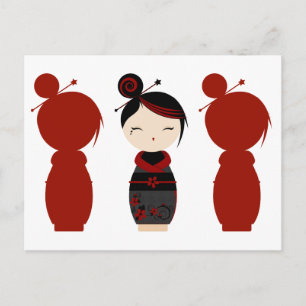 Gothic Kokeshi x4 Vykort