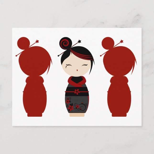 Gothic Kokeshi x4 Vykort (Framsida)