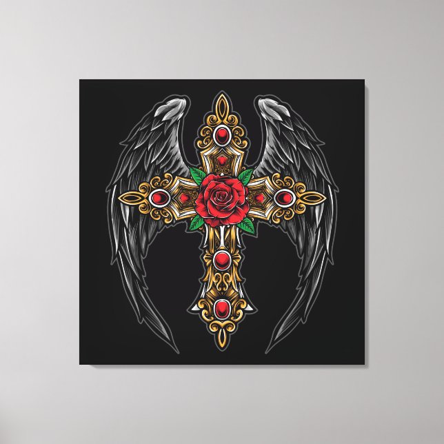 Gothic Kor med Flowers och Vingar Canvastryck (Framsida)