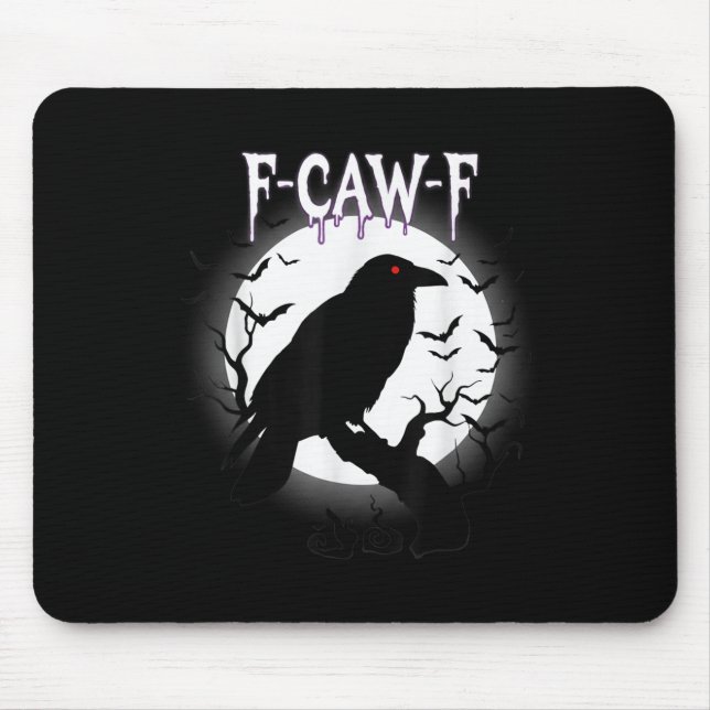 Gothic Kråka F-caw-f Måne Halloween Tee Musmatta (Framsidan)