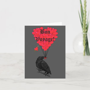 Gothic kråka och hjärta Bon Voyage Kort