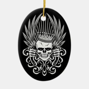Gothic Kung Skull Julgransprydnad Keramik