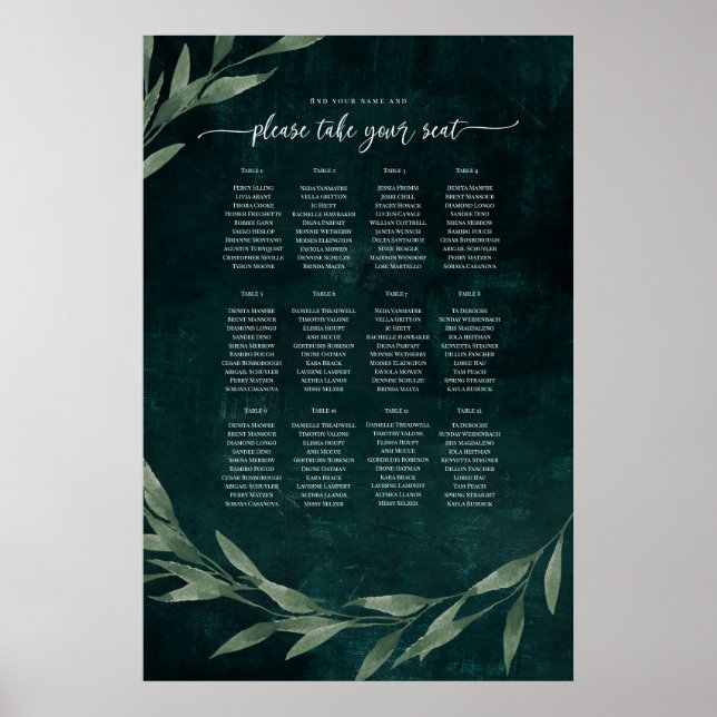 Gothic Lämna dreamy EMERALD GRÖNT, sittplan Poster (Framsidan)
