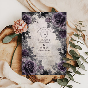 Gothic Lavender Ro med Black Snöre Ram Inbjudningar