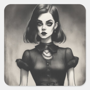 Gothic LBD Sticker för Elegant Stil Fyrkantigt Klistermärke