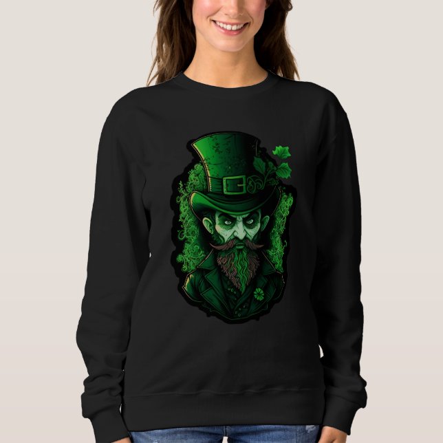 Gothic Leprechaun Creepy St Patrick Day Goth T Shirt (Framsida)