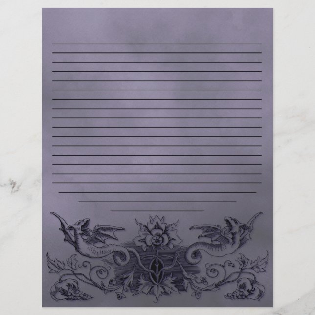 Gothic Light Lila Dragon Alchemy Spell Page (Framsida)