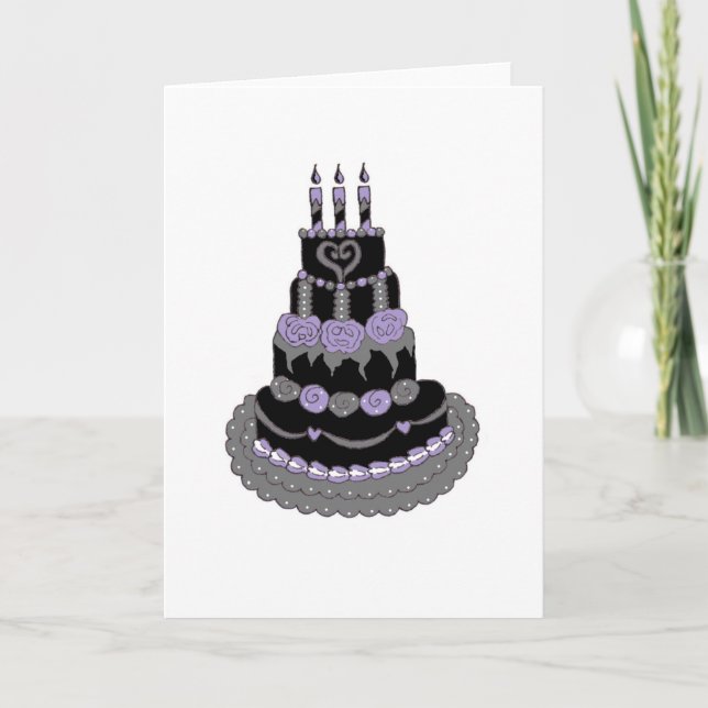 Gothic Lila Birthday Cake Kort (Framsida)
