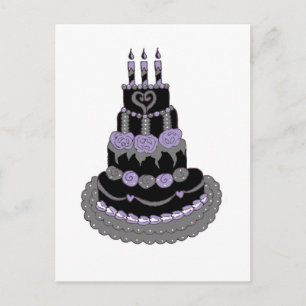 Gothic Lila Birthday Cake Vykort