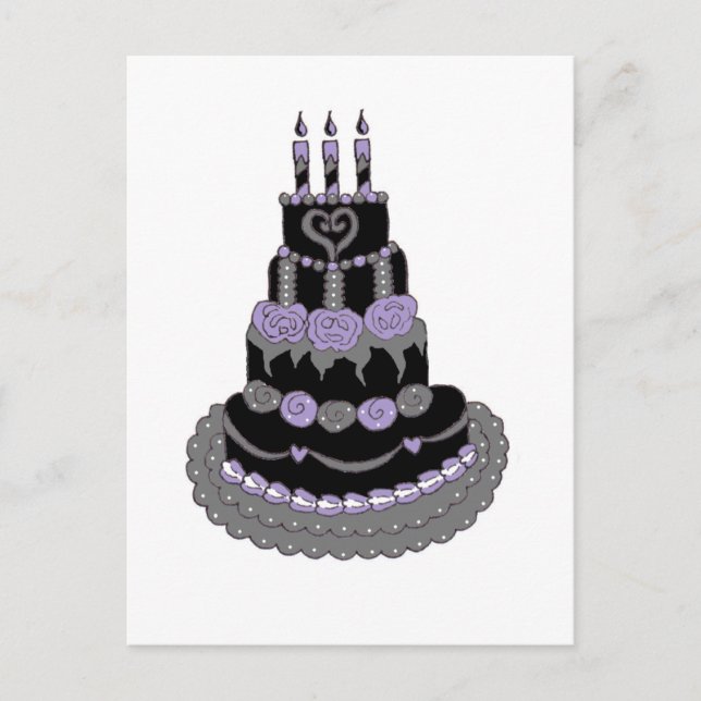 Gothic Lila Birthday Cake Vykort (Framsida)