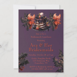 Gothic Lila Black Pumpkin Bridesmaids Luncheon Inbjudningar