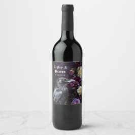 Gothic Lila Bouquet med Kråka Vinflaska Etikett