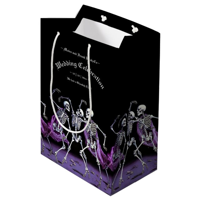 Gothic Lila Dancing Skeletons Wedding Favor (Baksidan Vinklad)