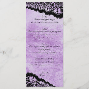 Gothic Lila Grunge Black Snöre Bröllop Menu Meny