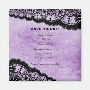 Gothic Lila Grunge Black Snöre Spara datum Magnet