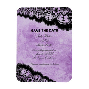 Gothic Lila Grunge Black Snöre Spara datum Magnet