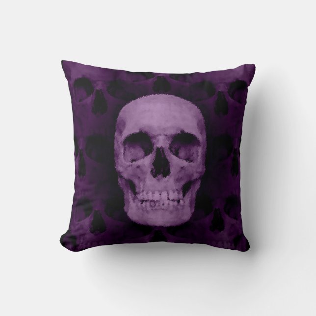 Gothic lila Halloween-skalldesign Kudde (Framsida)