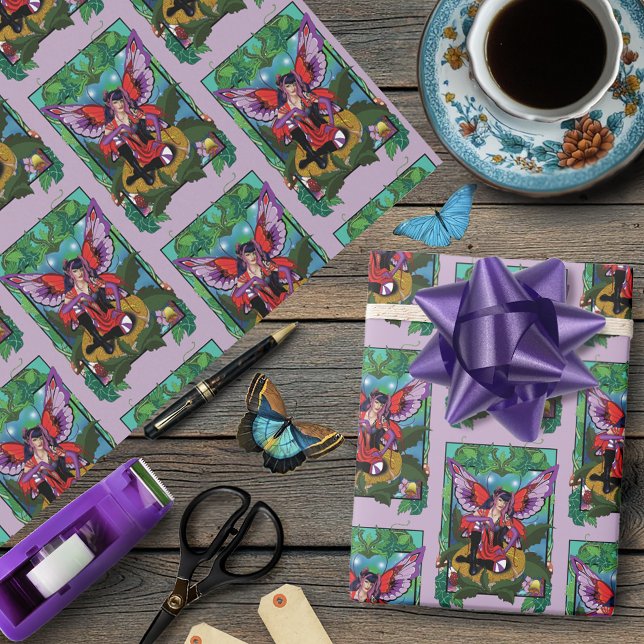 Gothic Lila Red Mushroom Gothic Presentpapper (Skapare uppladdad)