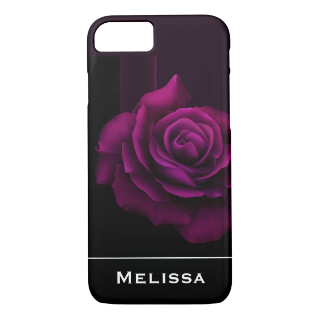 Gothic Lila Röd ros Flower Case-Mate iPhone Skal (Baksida)