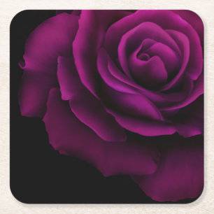 Gothic Lila-Röd ros Flower Underlägg Papper Kvadrat