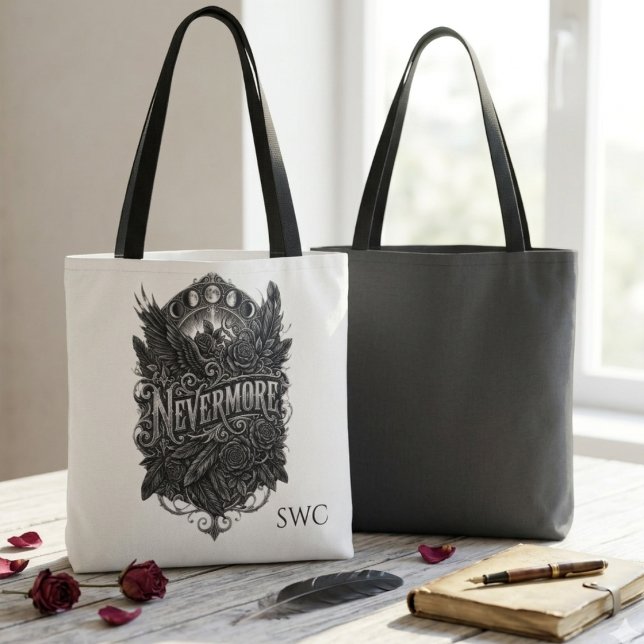 Gothic Literature Nevermore Raven Lover Tygkasse (Gothic nevermore raven book tote bag)