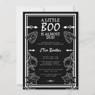 Gothic Little Boo Black Spirit Board Baby Shower Inbjudningar
