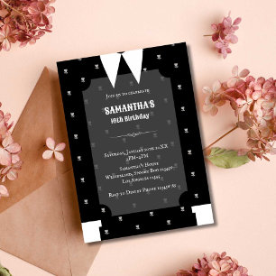Gothic Little tjej i svart klänning Birthday Inbjudningar