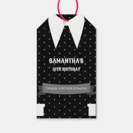 Gothic Little tjej i svart klänning Birthday Presentetikett