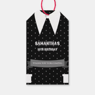 Gothic Little tjej i svart klänning Birthday Presentetikett