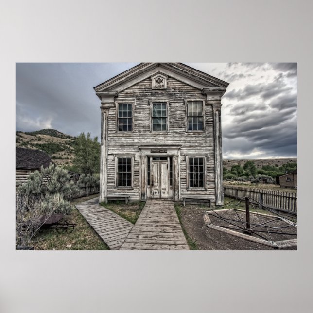 GOTHIC LODGE and SCHOOOL - BANNACK MONTANA Poster (Framsidan)