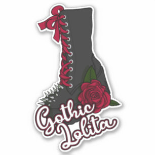 Gothic Lolita Boot Röd ros Slogan Vinyl Sticker Klistermärken