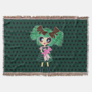 Gothic Lolita child emerald och svart Filt