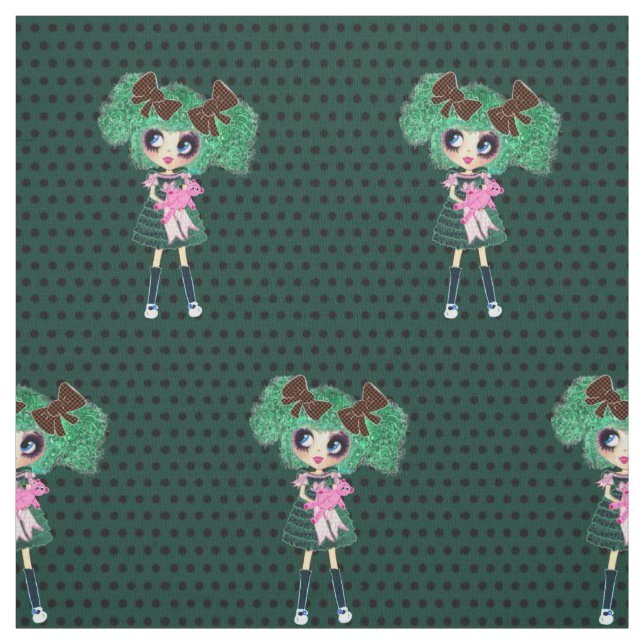 Gothic Lolita child emerald och svart Tyg (Provkarta)