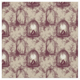 Gothic Love Valentine Burgundy Toile De Jouy  Tyg