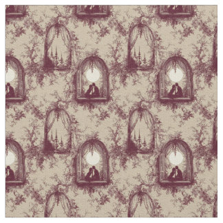Gothic Love Valentine Burgundy Toile De Jouy  Tyg