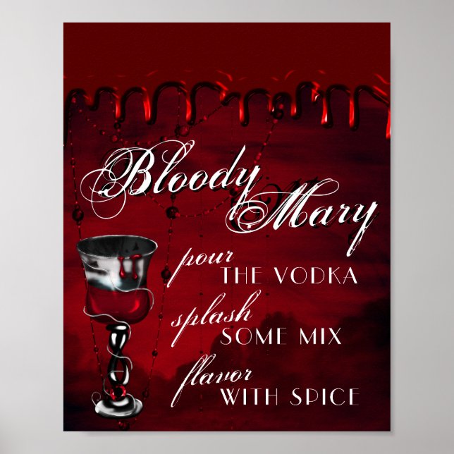 Gothic Luxe | Black and Red Bloody Mary Drink Poster (Framsidan)
