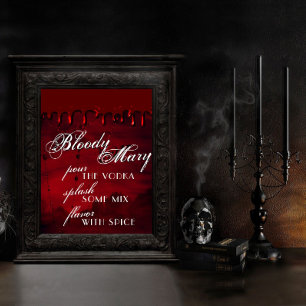 Gothic Luxe Black and Red Bloody Mary Pub Poster