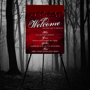 Gothic Luxe Svart och Blood Red Social Avstånd Poster