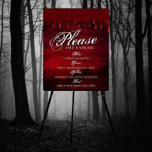 Gothic Luxe Svartvit och Mörk Röda Social Avstån Poster