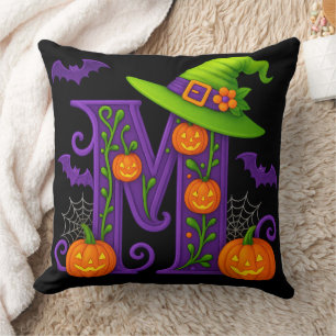 🎃 Gothic M Initial Halloween Dekorativ kudde 🎃