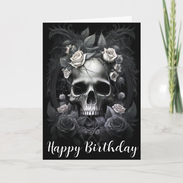 Gothic Macabre Skull och Ro Mural Kort (Framsida)