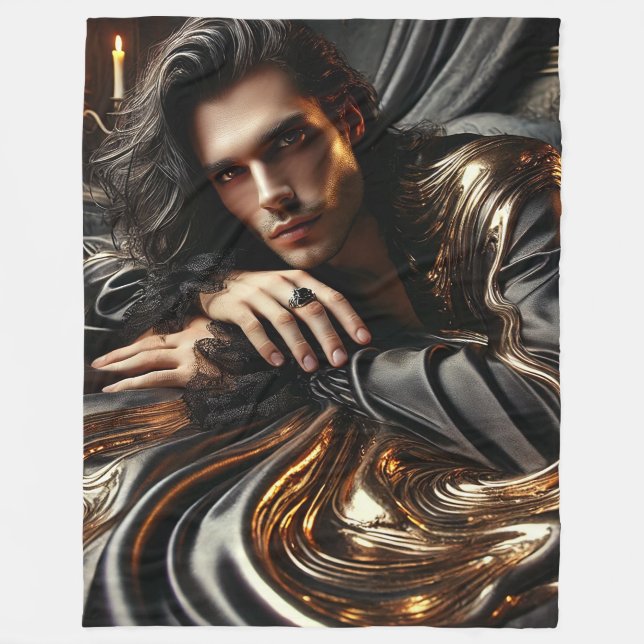 Gothic Majesty-Luxurious Black&Guld Fleece Blanket (Framsidan)