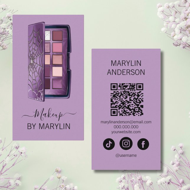 Gothic Makeup Eyeshadow Palette QR Code Scannable Visitkort (Skapare uppladdad)