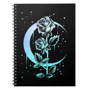 Gothic Måne Flower Crescent Witchy Anteckningsbok