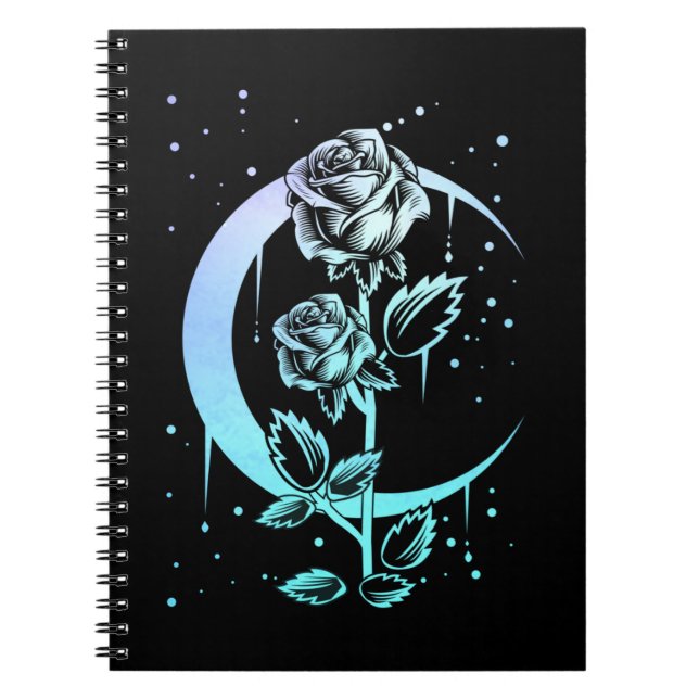 Gothic Måne Flower Crescent Witchy Anteckningsbok (Framsidan)