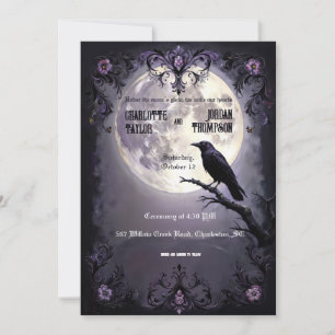 Gothic Måne & Raven bröllopsinbjudningar Mörk Stil Inbjudningar