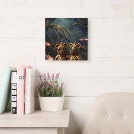 Gothic Mechanical Dark Forest Steampunk Gummy Bear Fyrkantig Klocka