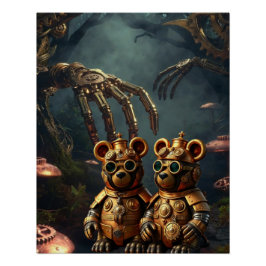 Gothic Mechanical Dark Forest Steampunk Gummy Bear Perfect Poster
