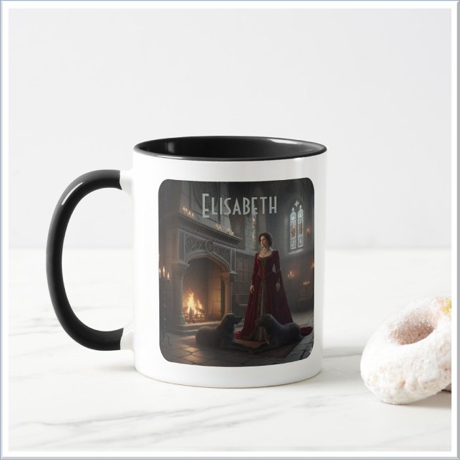 Gothic Medieval Maiden In Castle with Dogs Mugg (Skapare uppladdad)
