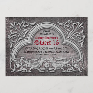 Gothic Medieval Sweet 16 Födelsedagsfest inbjudan